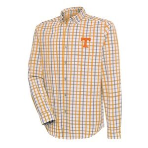 Antigua Tennessee Volunteers Orange Plaid Button Down Shirt Men's Large 0667‎